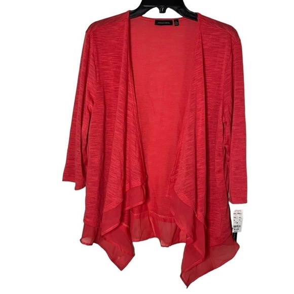 NWT Notations Open Front Lightweight With Sheer Trim Blouse - Picture 1 of 6